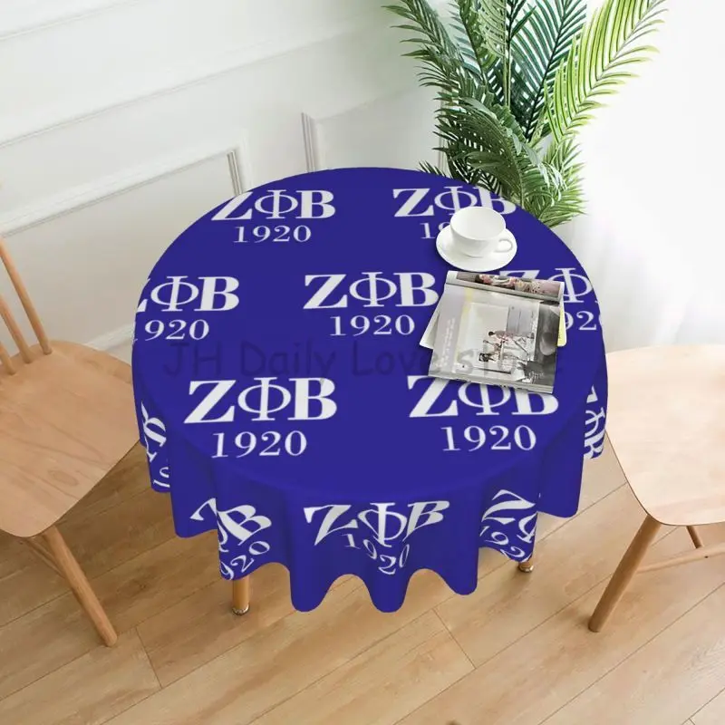 Zeta Phi Beta Print Round Tablecloth 60 Inch Reusable Washable Polyester Table Cover Water Resistant Spill Proof Table Cloth