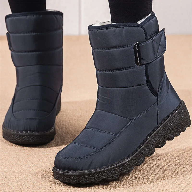 أحذية امرأة أحذية الشتاء المتوسطة المرأة الكورية نمط الثلوج الأحذية الفراء الأحذية أحذية الشتاء النساء منخفضة الكعب القتالية بوتاس Mujer