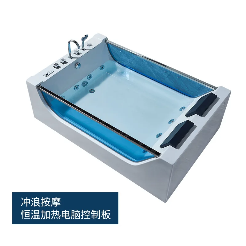 مزدوج ديلوكس حمام زوجين متكامل الاكريليك عرض البحر الزجاج جاكوزي درجة حرارة ثابتة التدفئة 1.8 متر