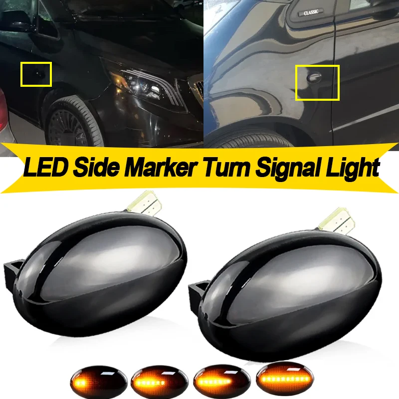 

2PCS For Mercedes Benz Vito W447 2014 2015 2016 2017 2018 2019 2020 Car LED Side Marker Turn Signal Light 12V White