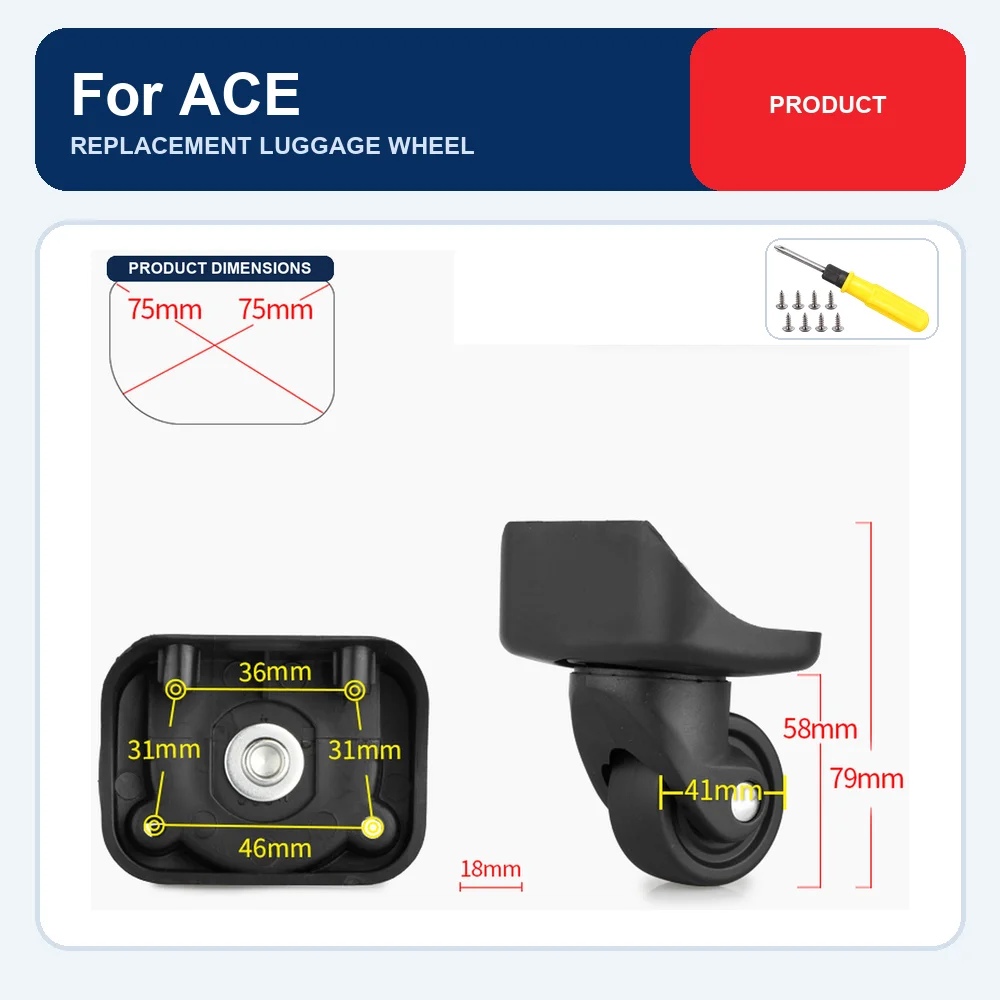 Replacement Luggage Wheel For Aisi ACE For Samsonite D-189 For Samsonite ACE Silent Caster Repair Part
