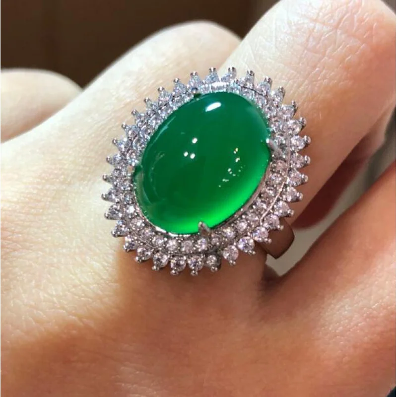 

Кольцо из бразильского зеленого халцедона с агатом, серебро пробы, инкрустированное регулируемым Ротом