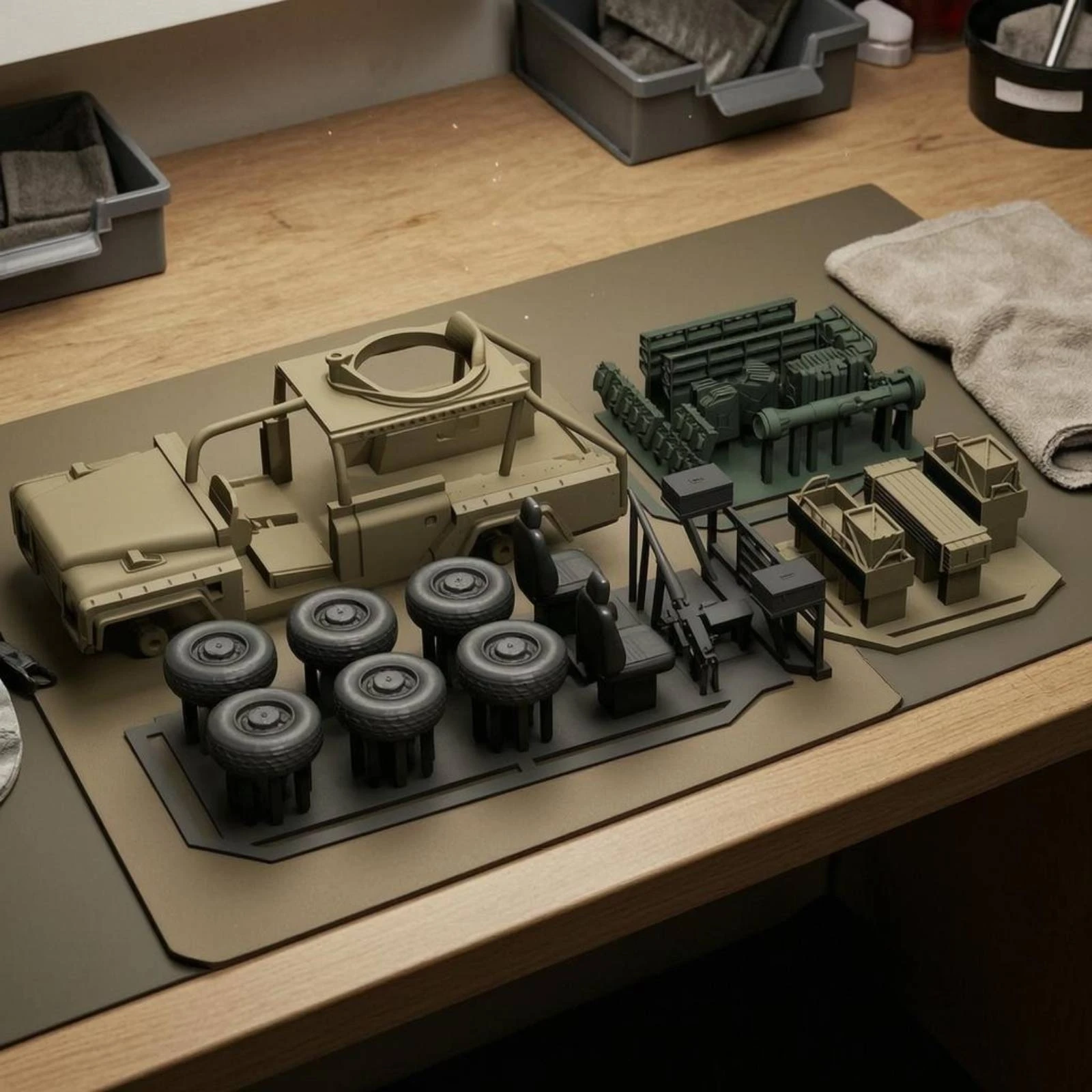 

Reconnaissance Vehicle Model Painted Vehicle Model Spare Tire Display Base for Collectors