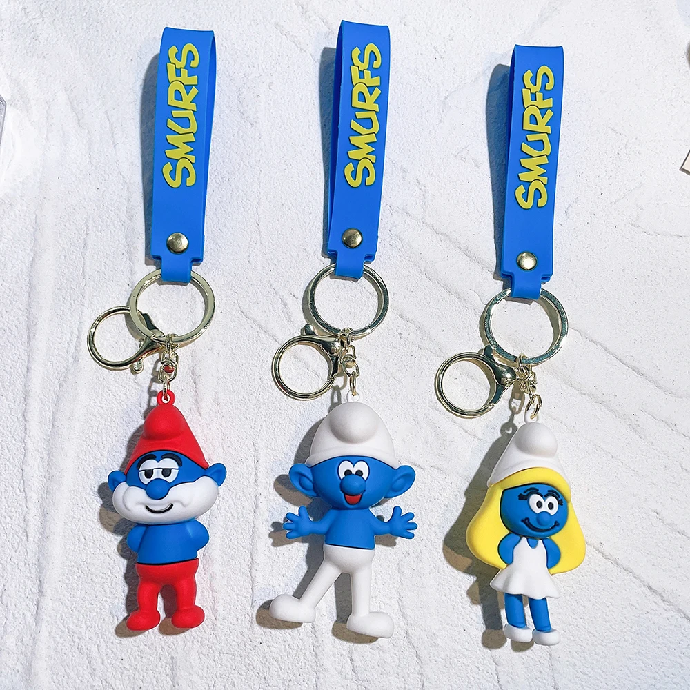 Creative Cartoon Cute Smurf doll key chain car key chain backpack pendant couple small gifts wholesale