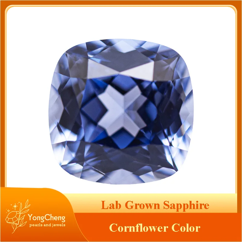 

Top Lab Grown Sapphire Cornflower Color Square Cushion VVS1 Charms Beads Diy Jewelry Making Materials Selectable AGL Certificate