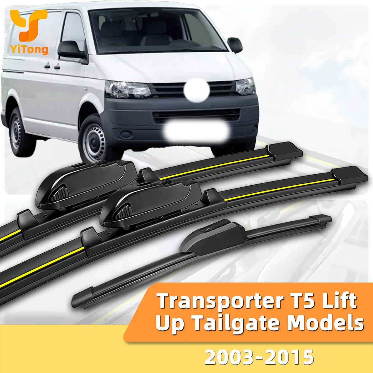 Wischer, geeignet für Volkswagen VW Transporter T5 Modelle mit hochklappbarer Heckklappe (2003–2015), Wischer mit Naturkautschukstreifen, geräuschlos