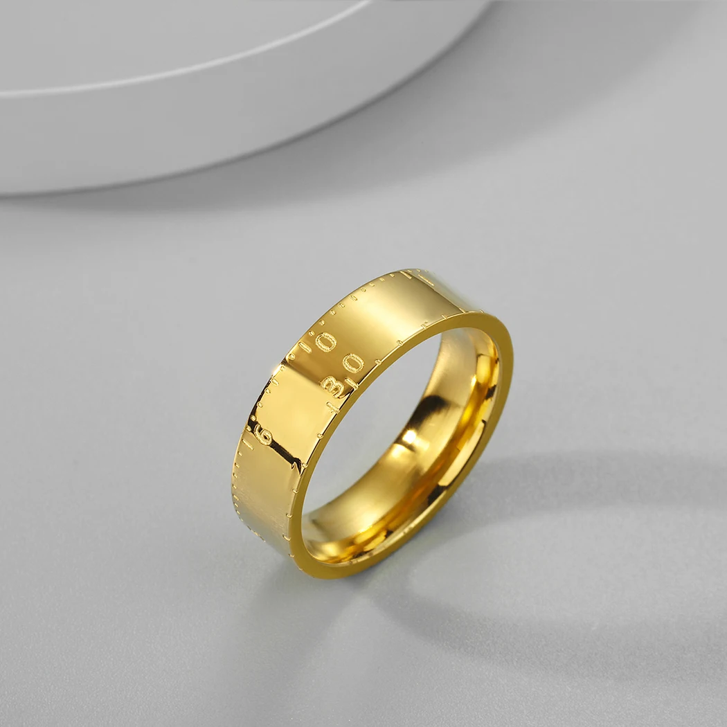 Todorova Simple Stainless Steel Measuring Ruler Streetwear Ring ​For Women Men Elegant Minimalist Jewelry Accessories