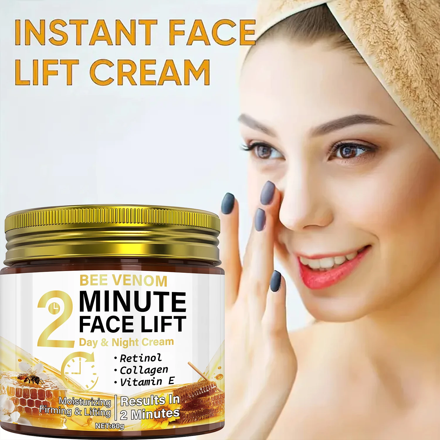 كريم دقيقة الرفع بسم النحل للشتاء - للاستخدام الصباحي والمسائي، formula الريتينول والكولاجين, نتائج سريعة #4