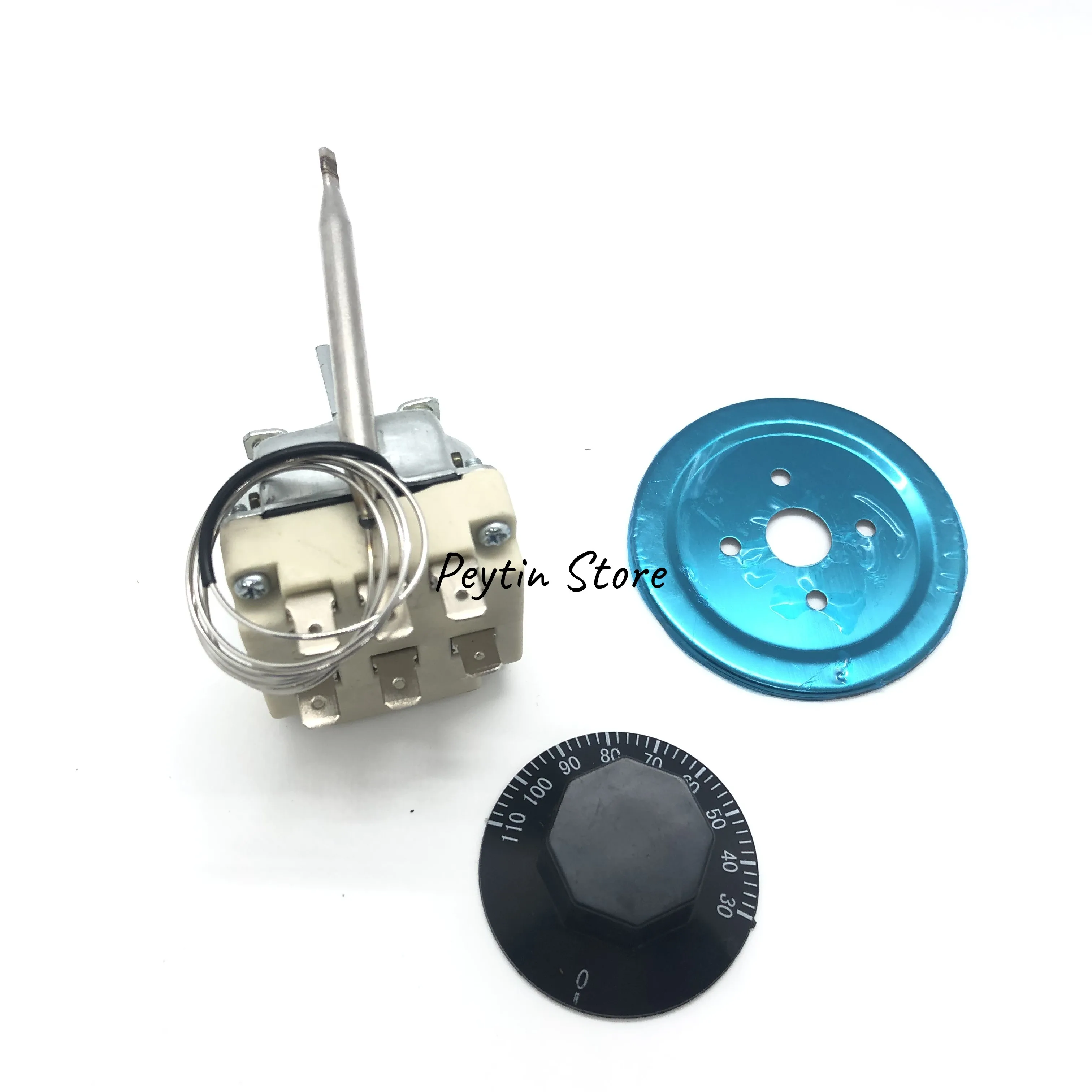 1Pc 6Pin 380V 16A 50-300C 30-110C 3Phase Adjust Knob Probe Temperature Controller Capillary Thermostat Switch Boiler Tank Heater