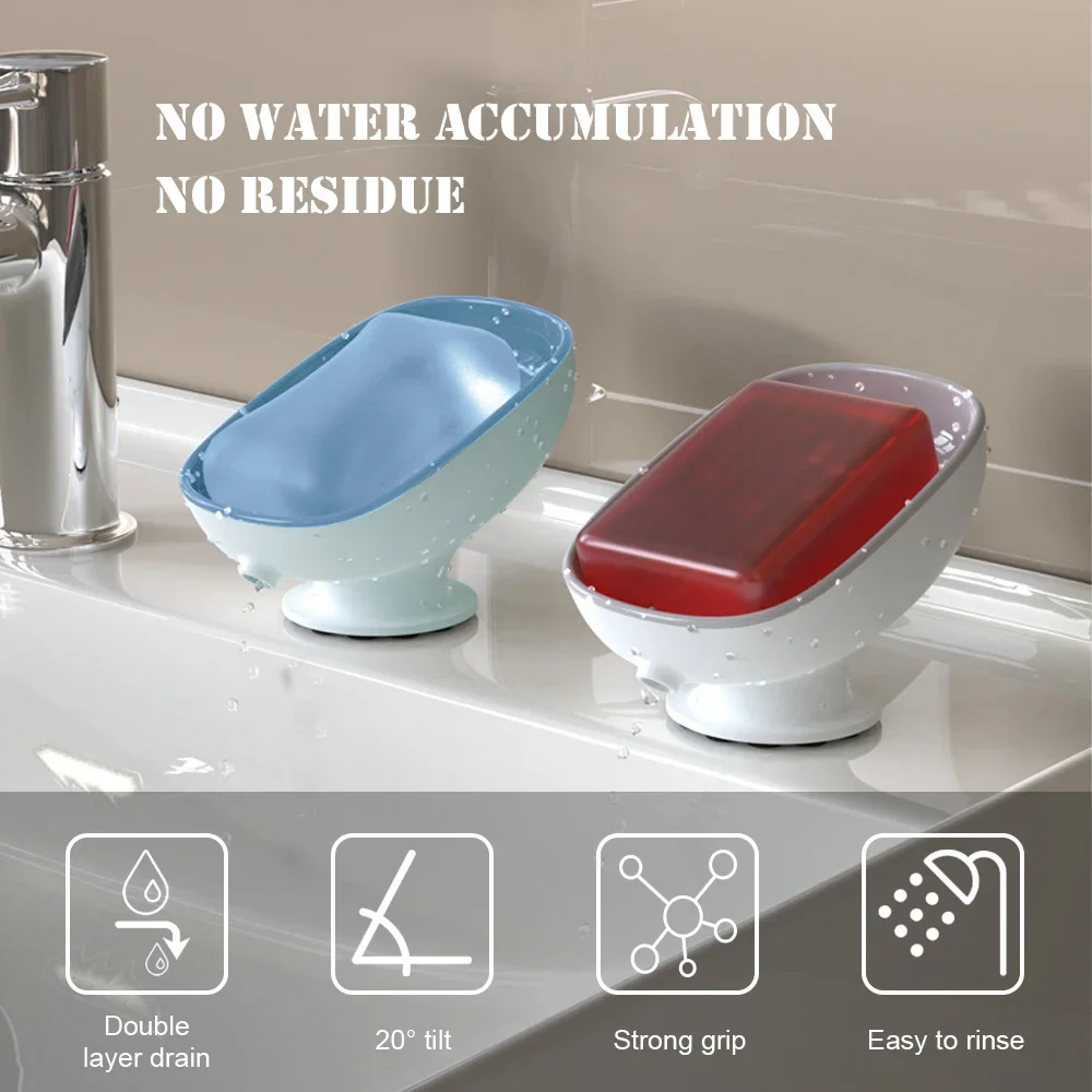 Super Suction Cup Dish Self Draining Kithcen Sponge Container Bathroom Holder Soap Box Drain