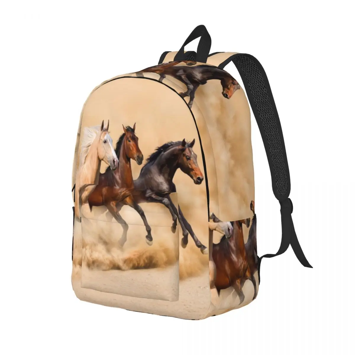 Beautiful Horse Running Backpack for Boy Girl Kids Student School Bookbag Galloping Canvas Daypack Kindergarten Primary Bag