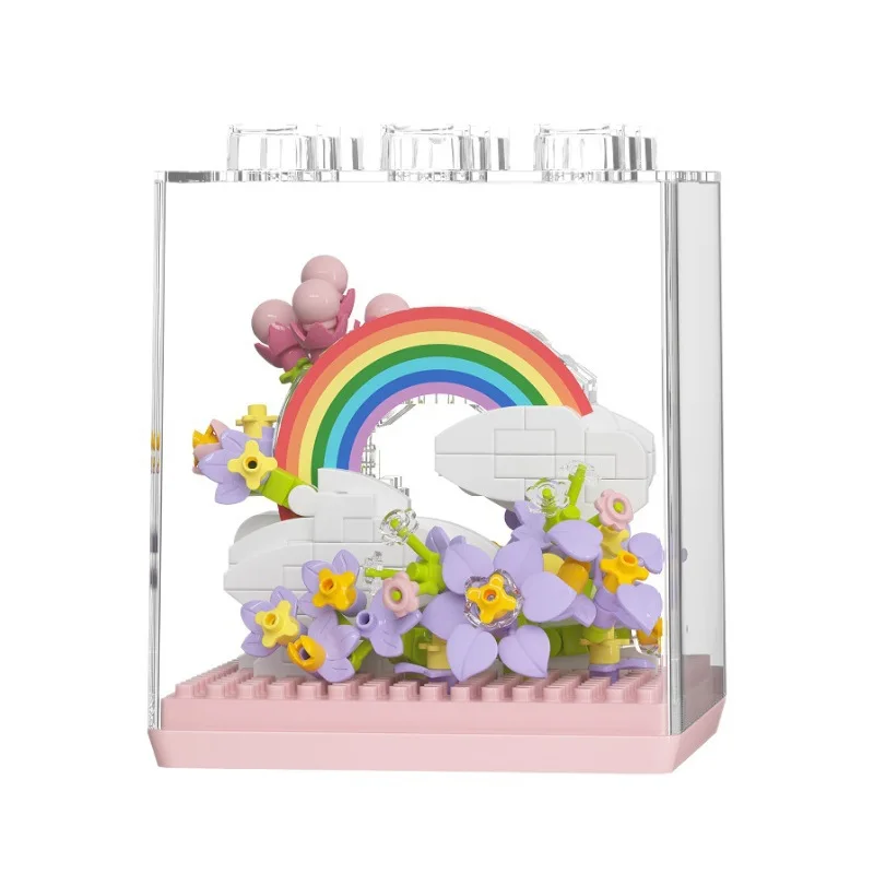 Qimeng Fun Microgranules Rose Eternal Flower Building Block Ornament Assembly Kit هدية للفتيات 7323-26