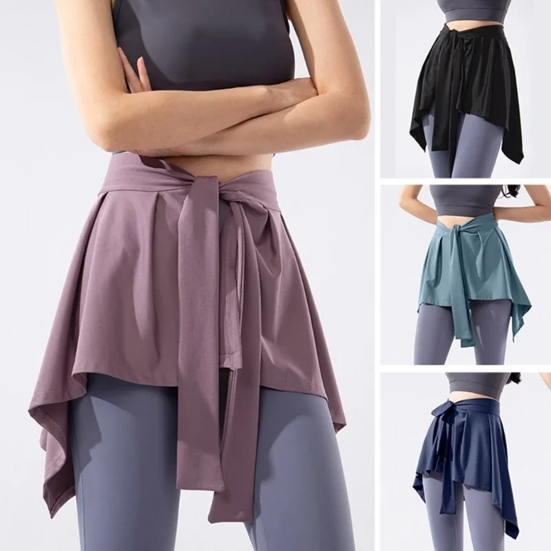 Sports Yoga Skirt Anti-Exposure One-Piece Strap Cover Up Hip Scarf Ballet Dance Workout Tennis Short Skirts for Women