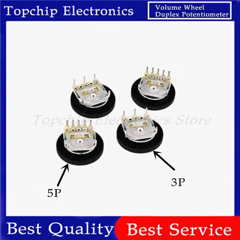 10pcs Single Double Dial Taper Volume Wheel Duplex Potentiometer 3Pin 5Pin 16*2MM B102 B202 B502 B103 B203 B503 B104 B504 10K