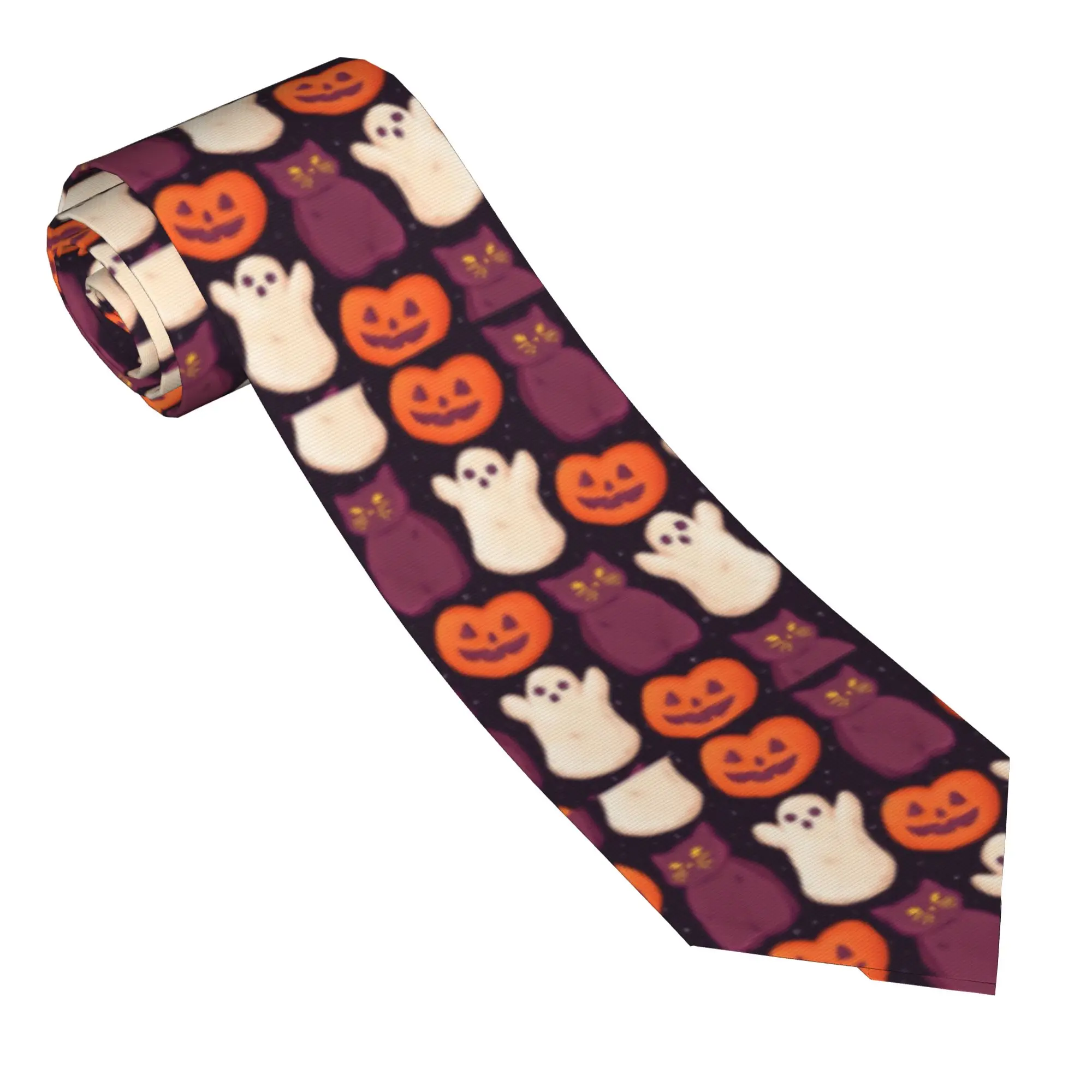 Halloween Marshmallows Dark Men Necktie Slim 8 cm Wide Pumpkin Spooky Horror Neck Ties for Mens Suits Accessories Cravat Office