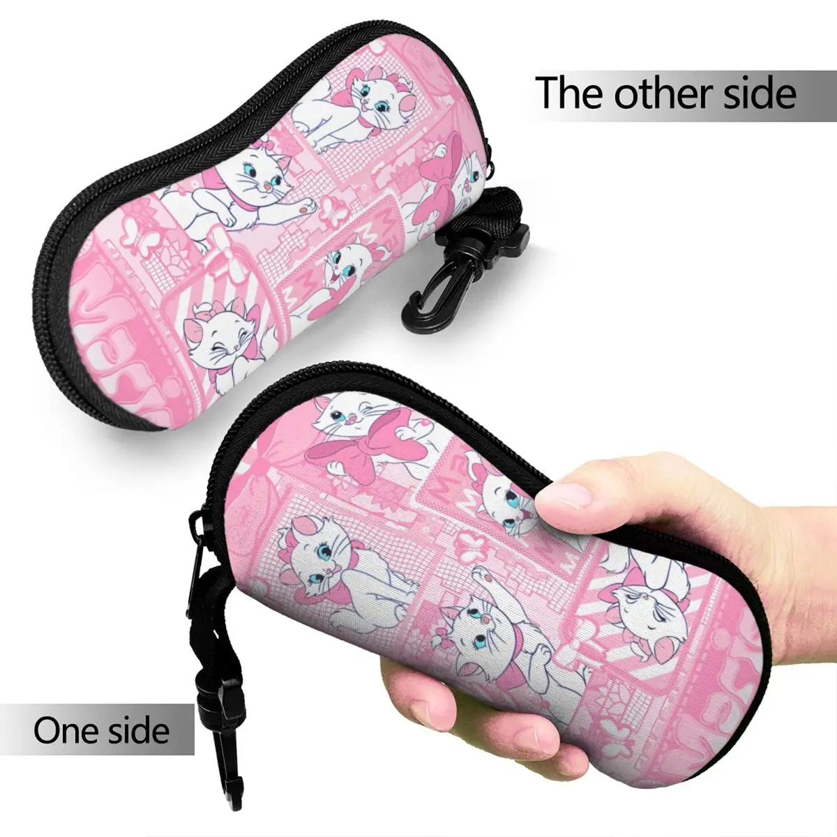 Pink Marie Cat Cute Cartoon Aristocats Glasses Case Unisex Printing Accessories Glasses Protector Ultra Sunglasses Box