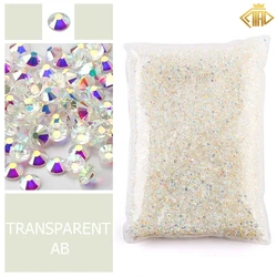 transparet AB wholesale package resin rhinestones flatback round glass non hot-fixed shinning crystal for DIY clothing craft