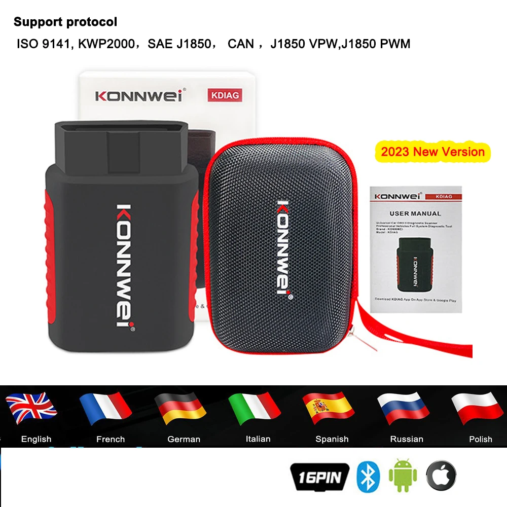 

OBD2 Car Diagnostic Tool For KONNWEI KDIAG MINI Full System Auto Scanner Reset SAS EPB ECU OBD Bluetooth Mobile All Car Systems