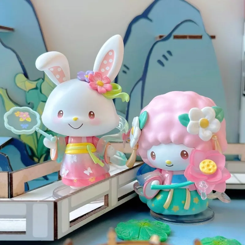 재고 있음 산리오 사계절 중국 의류 시리즈 헬로키티 로미 블라인드 박스 미스터리 박스 트렌디 수집용 장난감 어린이 선물