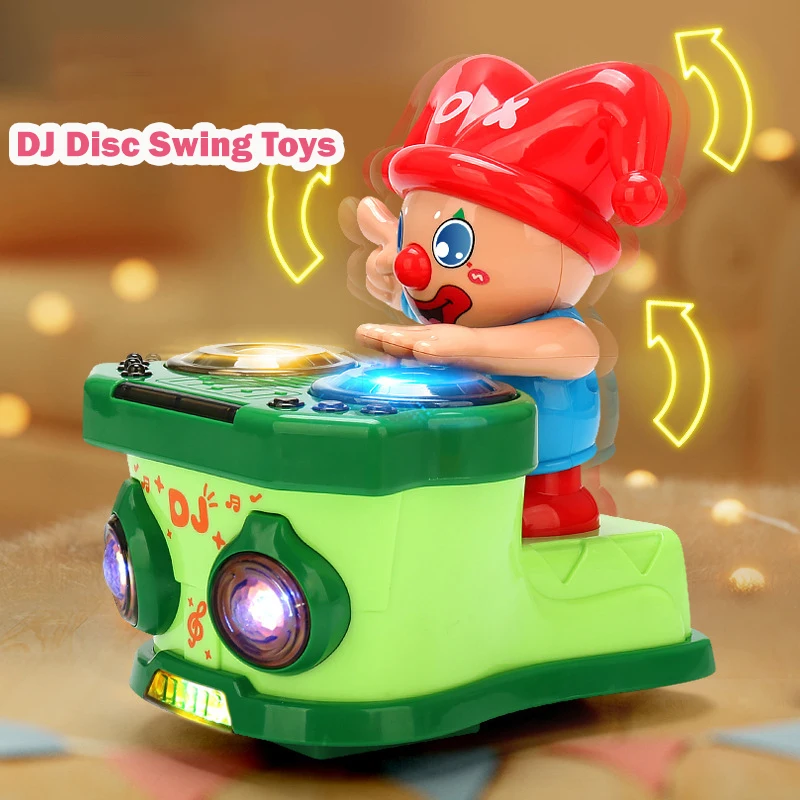 Nieuwe Creatieve Cartoon DJ Disc Clown Kinetische Dansen Speelgoed Grappige Muziek Licht Swing Pop kinderen Puzzel Speelgoed Kinderen Verjaardagscadeau