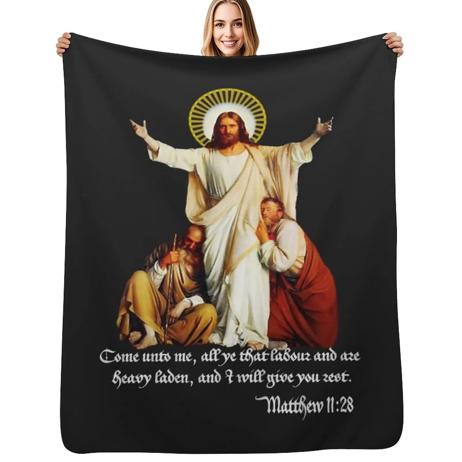 Jesus Christ Come to Me Light of the World Catholic Christian Throw Blanket Stain Resistant Cozy Warm Blanket