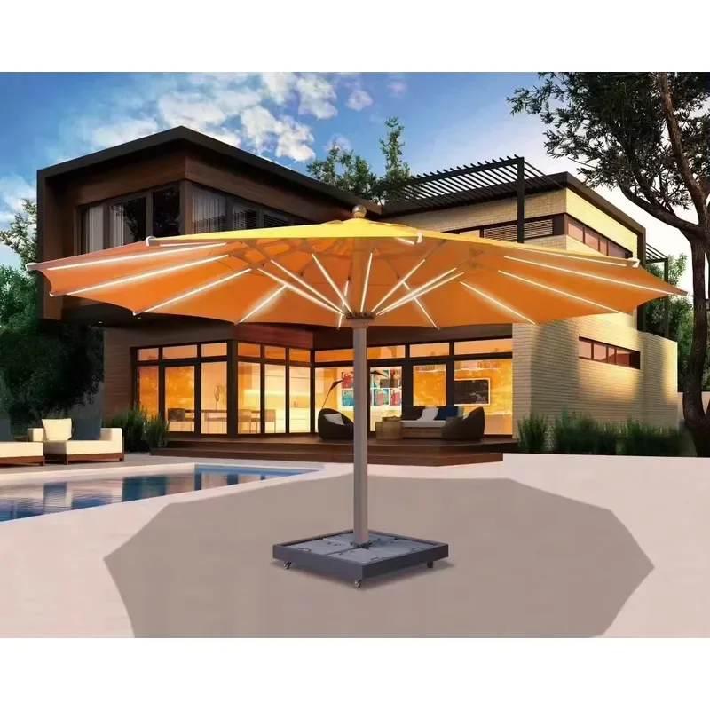 Custom Large Waterproof Foldable Lightweight Aluminum Frame 360 Degree Rotating Anti-UV Patio Umbrellas for Park Hotel
