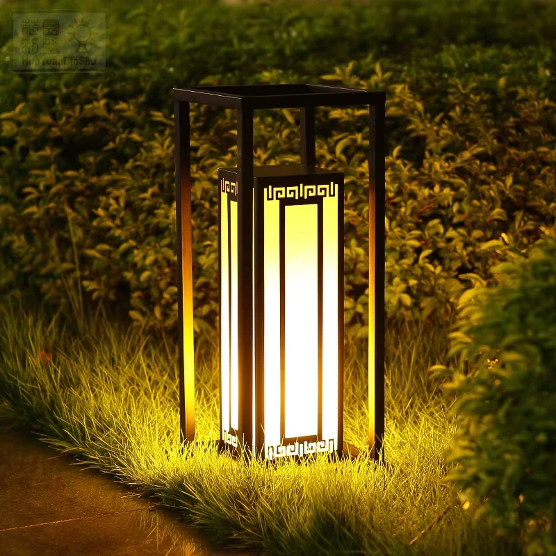Made of Iron New Chinese Style Lawn Lamp Post Head Lamp Courtyard Garden Villa Lamp Outdoor Landscape Lighting