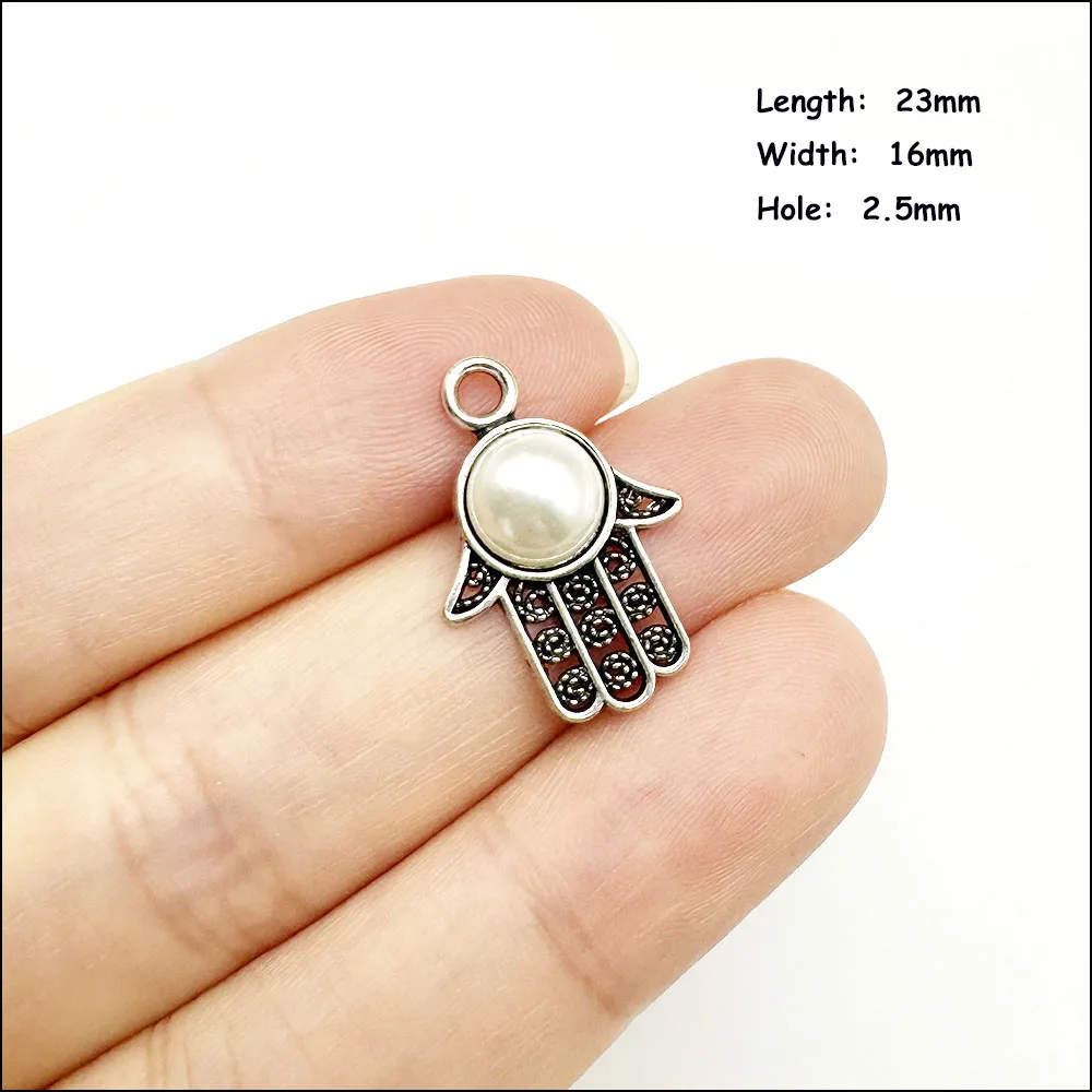 Nieuwe Palm Flower Teardrop Connectors Antiek verzilverd witte acrylkralen voor armbanden Charms Maken van sieraden HCJBAB