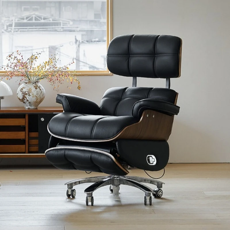 Sedentary Comfortable Office Chair Leather Home Study Multifunctional Leisure Single Chair