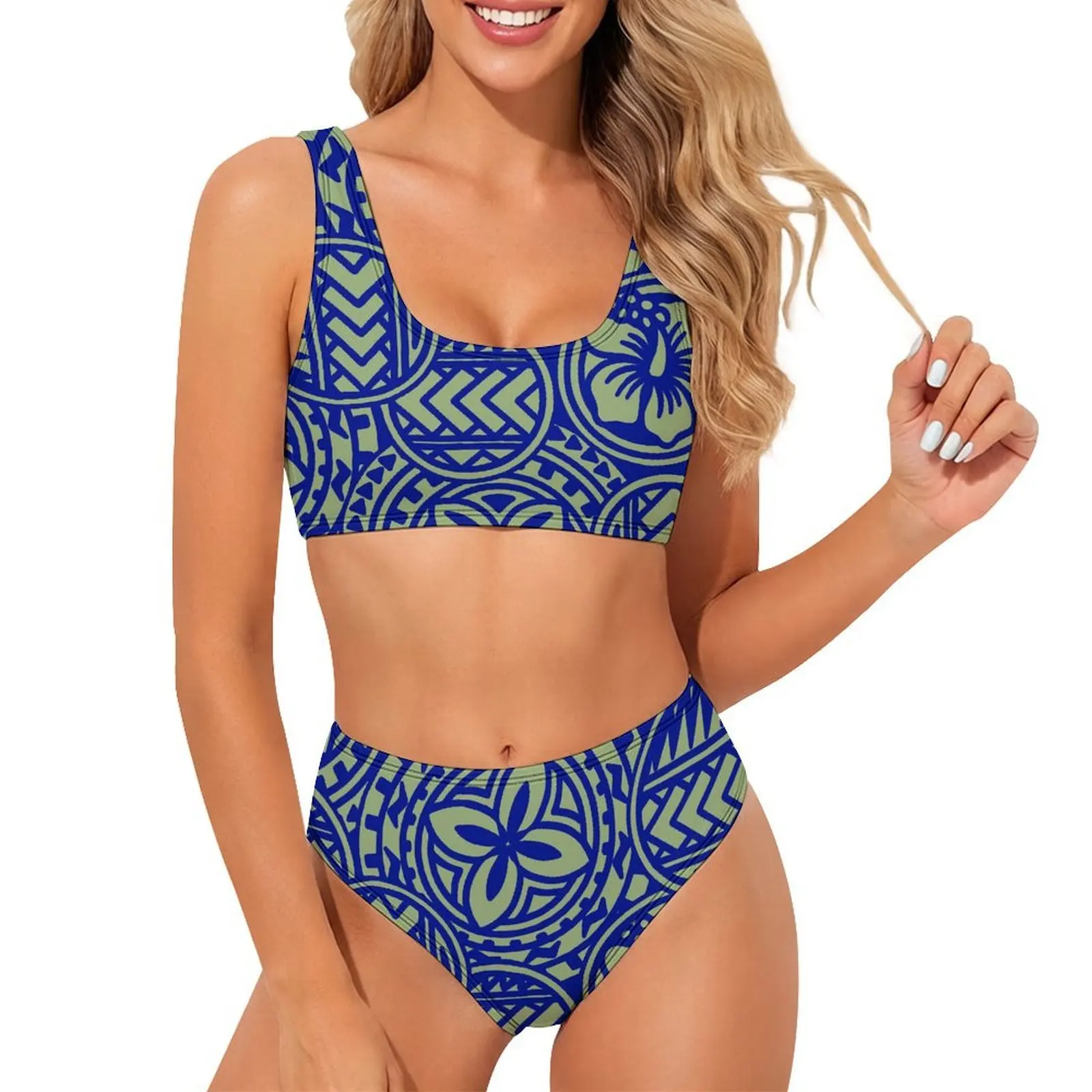 High-Quality Customizable Pattern Printed Polynesian Women'S Swimwear Set Must-Have Summer Beach Sporty Women'S Bikini