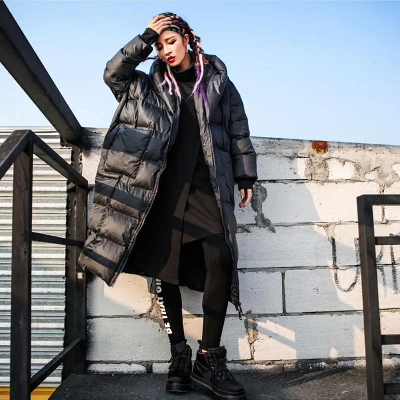 

Loose Fashionable Women's Winter Cotton Jacket 2025 New Style Loose Long Hooded Solid Color Thick Pocket Warm Overcoat Female