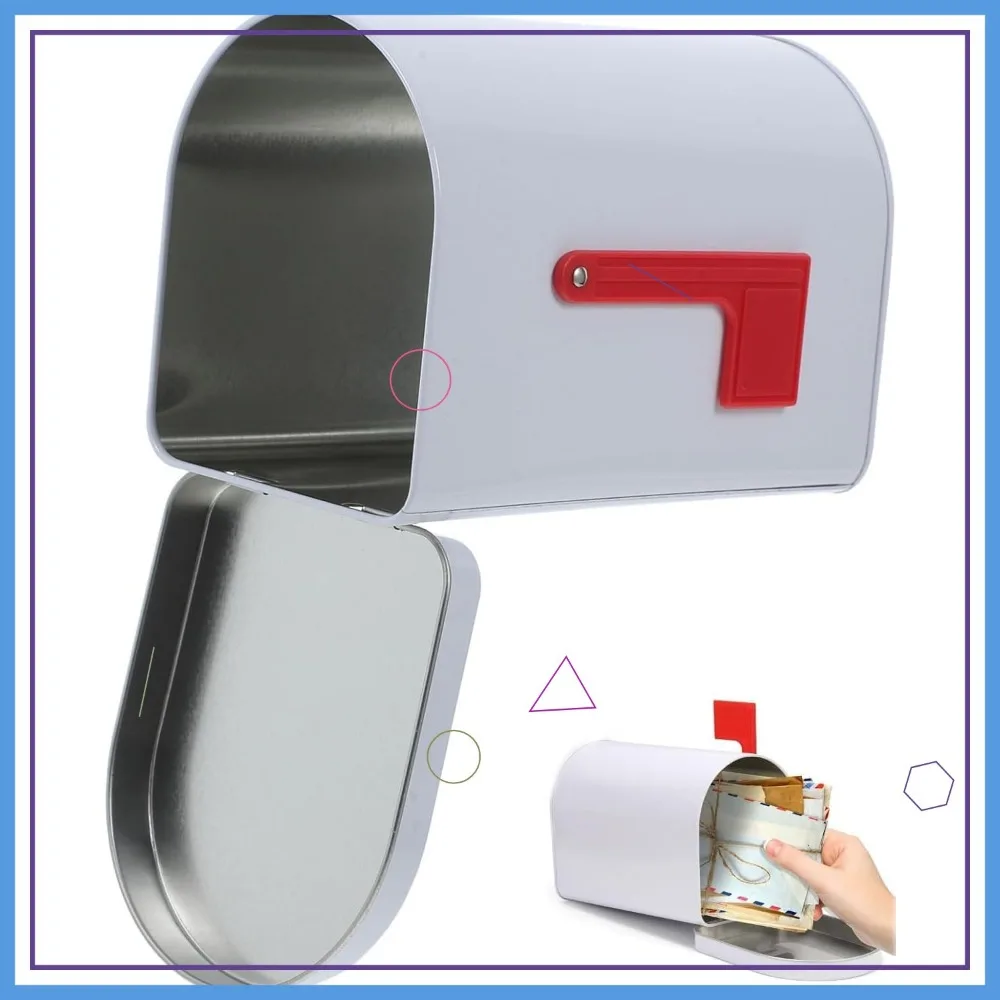 

Mini Tinplate Mailbox for Kids, 6.13x4.40x3.69in, Decorative Outdoor Letter Box for Classroom Play and DIY Crafts