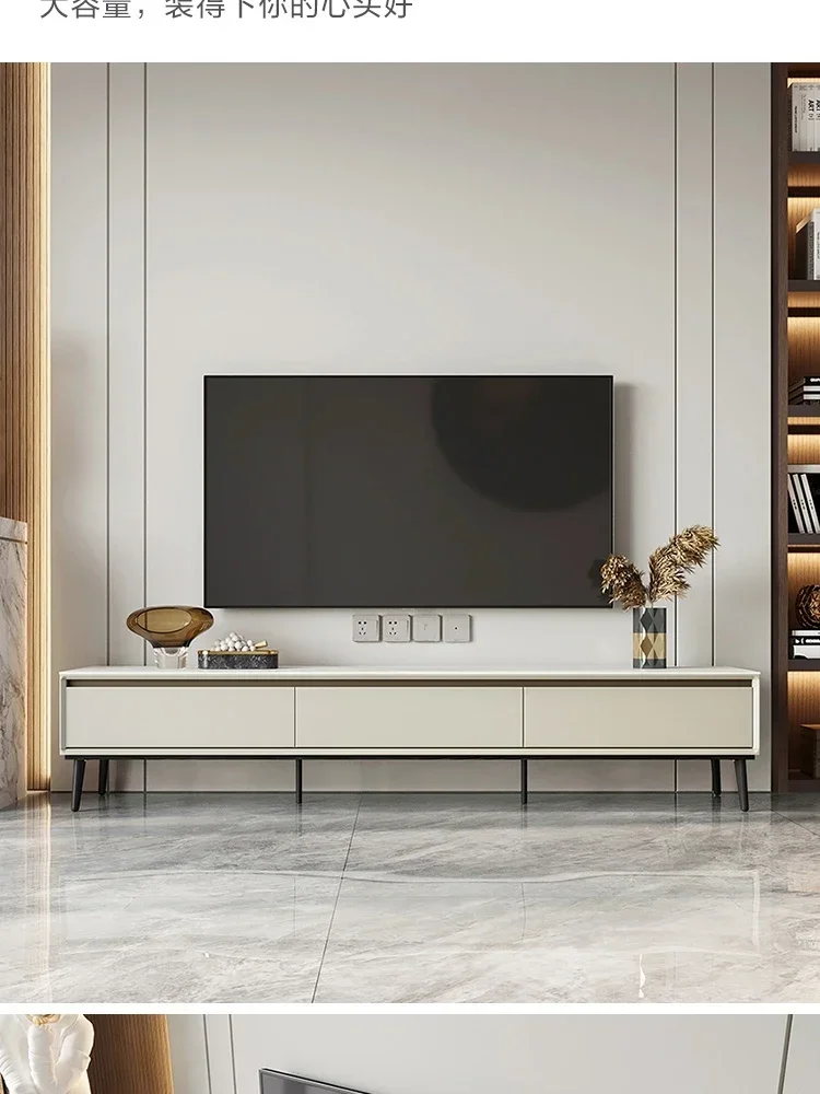 Light luxury high-end rock panel TV cabinet coffee table combination