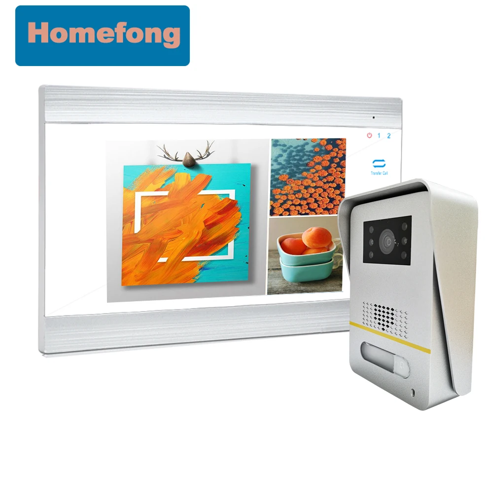 Homefong 7 Inch White Video Intercom Door Phone for Home Security Doorbell with Wide Angle Camera Wired For Villa Apart Record