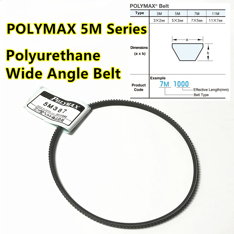 5M280~5M1850 POLYMAX 5M PU Belt for 3D Printer Water Tower Carpentry Milling Machine Spindle Drive Polyurethane Wide-Angle Belt