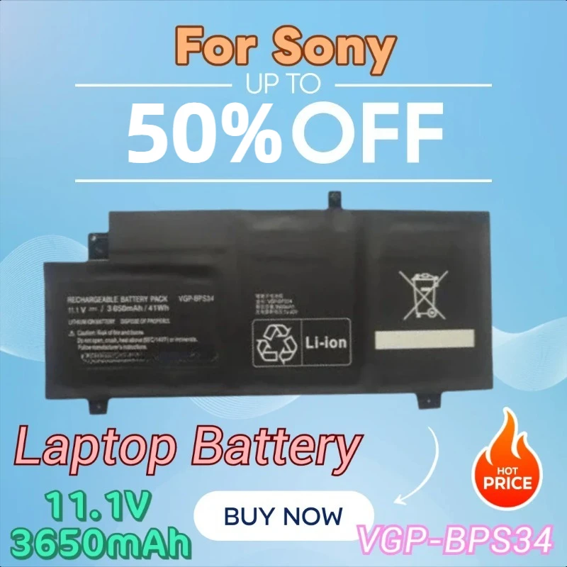 

New VGP-BPS34 Laptop Battery 11.1V 3650mAh for Sony Vaio Fit 15 SVF15A SVF14A SVF15A1DPXB SVF15A1ACXB SVF15A1ACXS