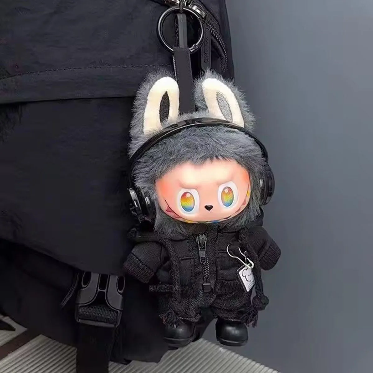 Cute Plush Doll Casual Hoodie Black Suit Fashion Sweatshirt Jacket Outfit Clothes for Labubu Clothes Gifts