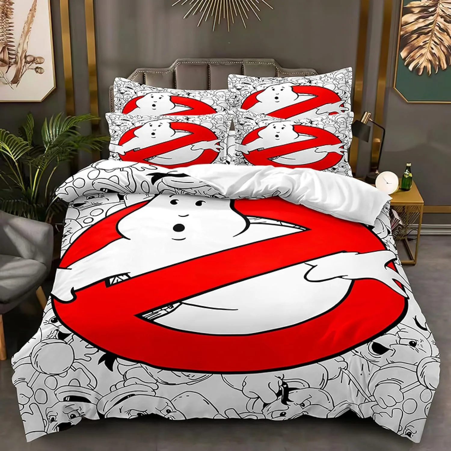 Cartoon-Bettbezug, Kissenbezug, Ghostbusters-Bettwäsche-Set, für Erwachsene, Jungen, Mädchen, Schlafzimmer, Dekoration, Kinder, Einzelbett, Doppelbett