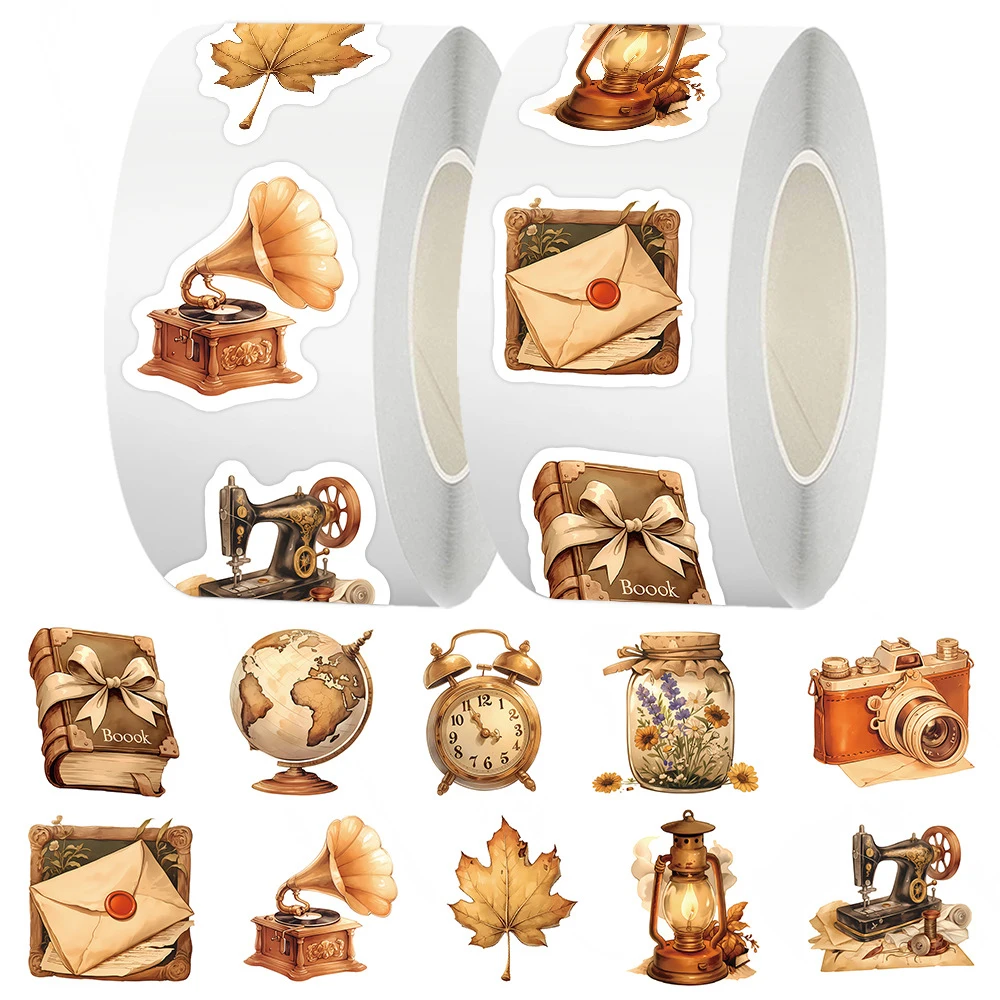 

500pcs/Roll Vintage Cartoon Reward Stickers Toys Aesthetic Objects Graffiti Decals for Phone Helmet Car Cool Waterproof Sticker