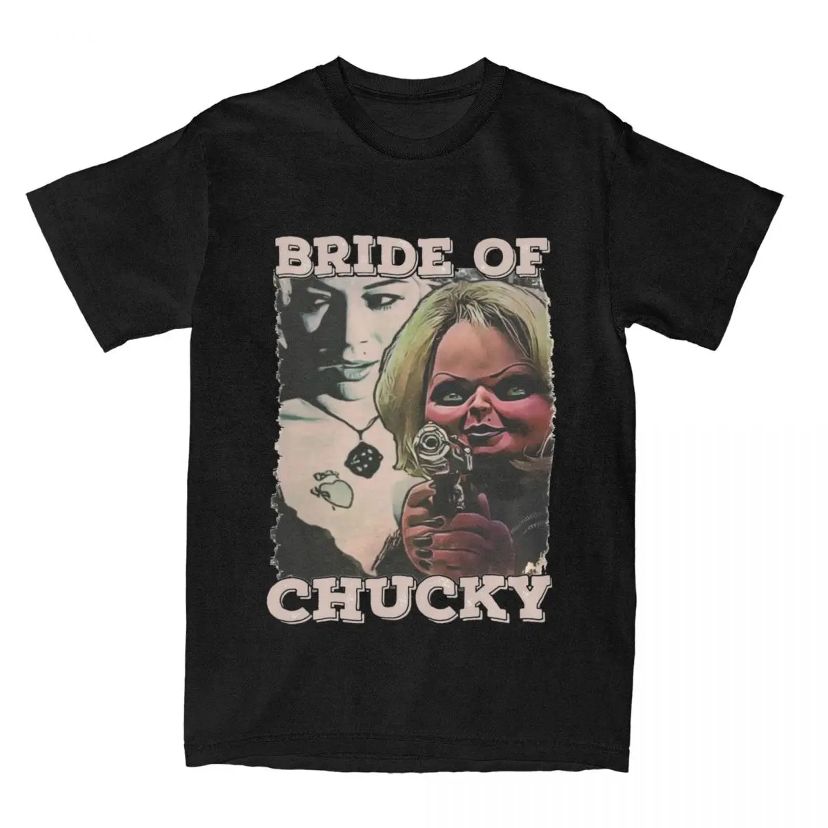 Bride Of Chucky Men T Shirts Horror Movie Awesome Tees Short Sleeve Crewneck T-Shirt Cotton 6XL Clothes