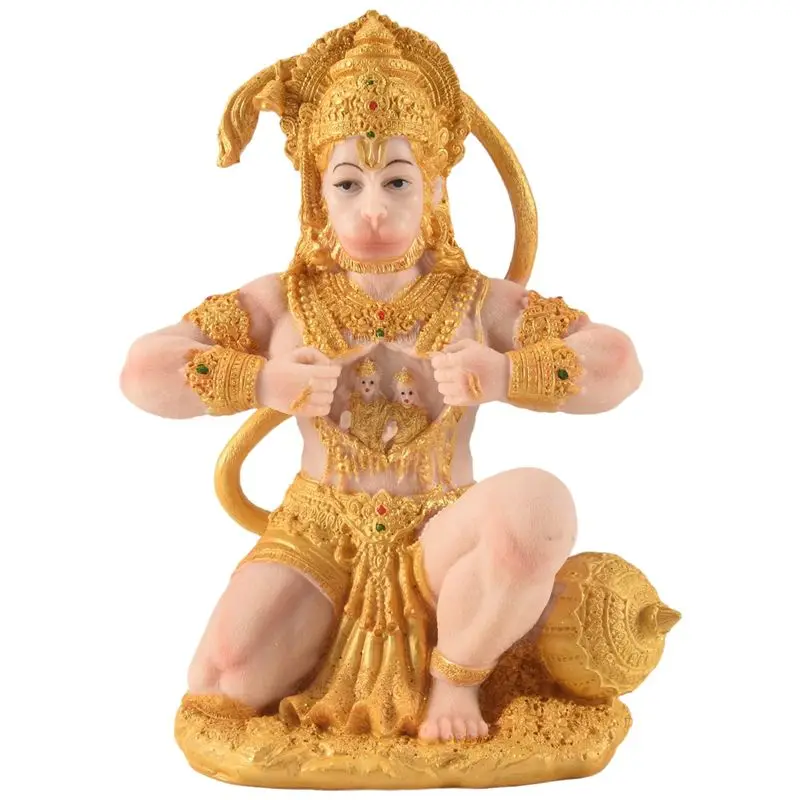 ABWZ-Gold Hanuman Statue Indian Lord Sculpture India Figurine Collection Idol Murti Pooja Sculpture For Decor Ornament