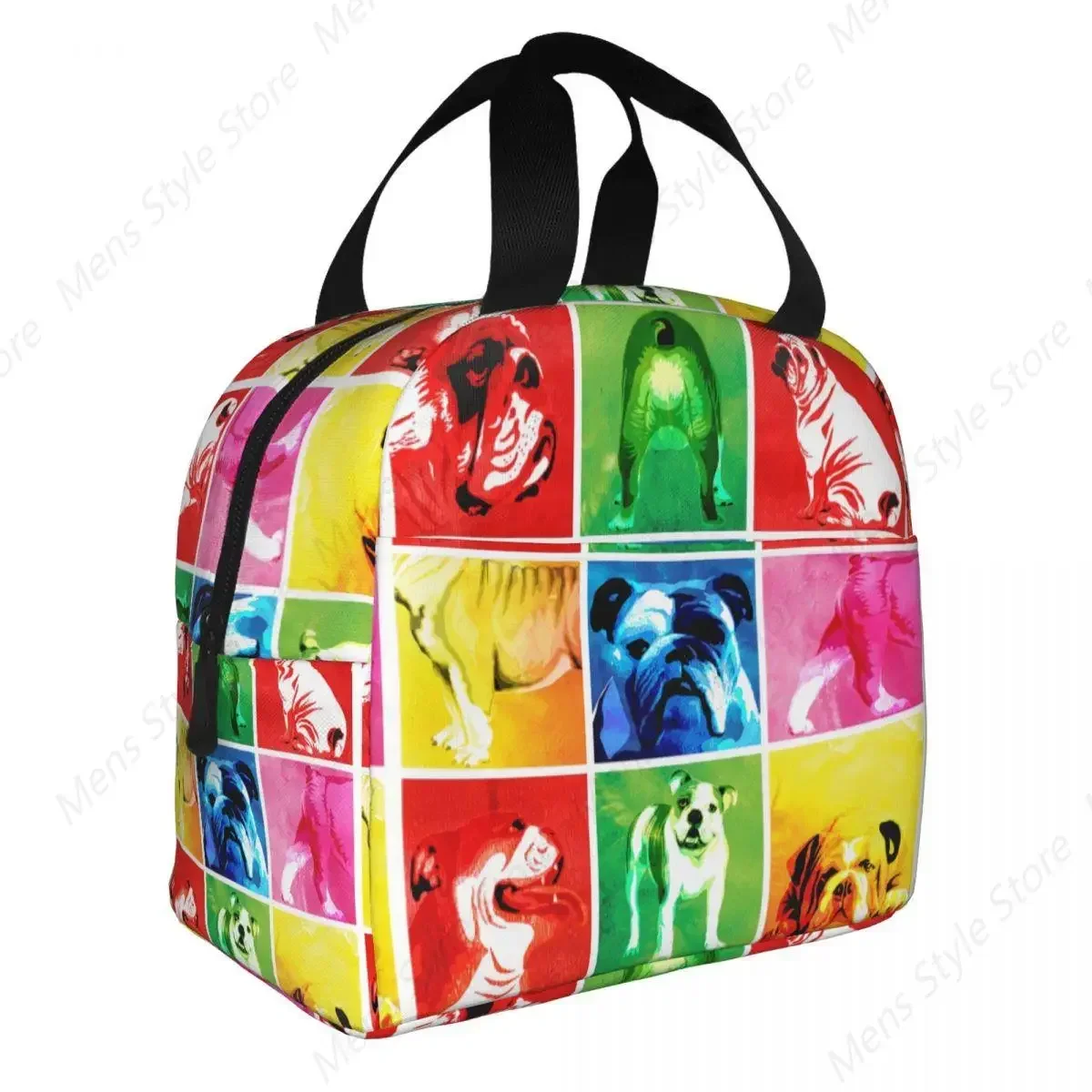 English Bulldog Insulated Lunch Bag British Dog Portable Cooler Thermal Bento Box for Women School Children Picnic Food Bags