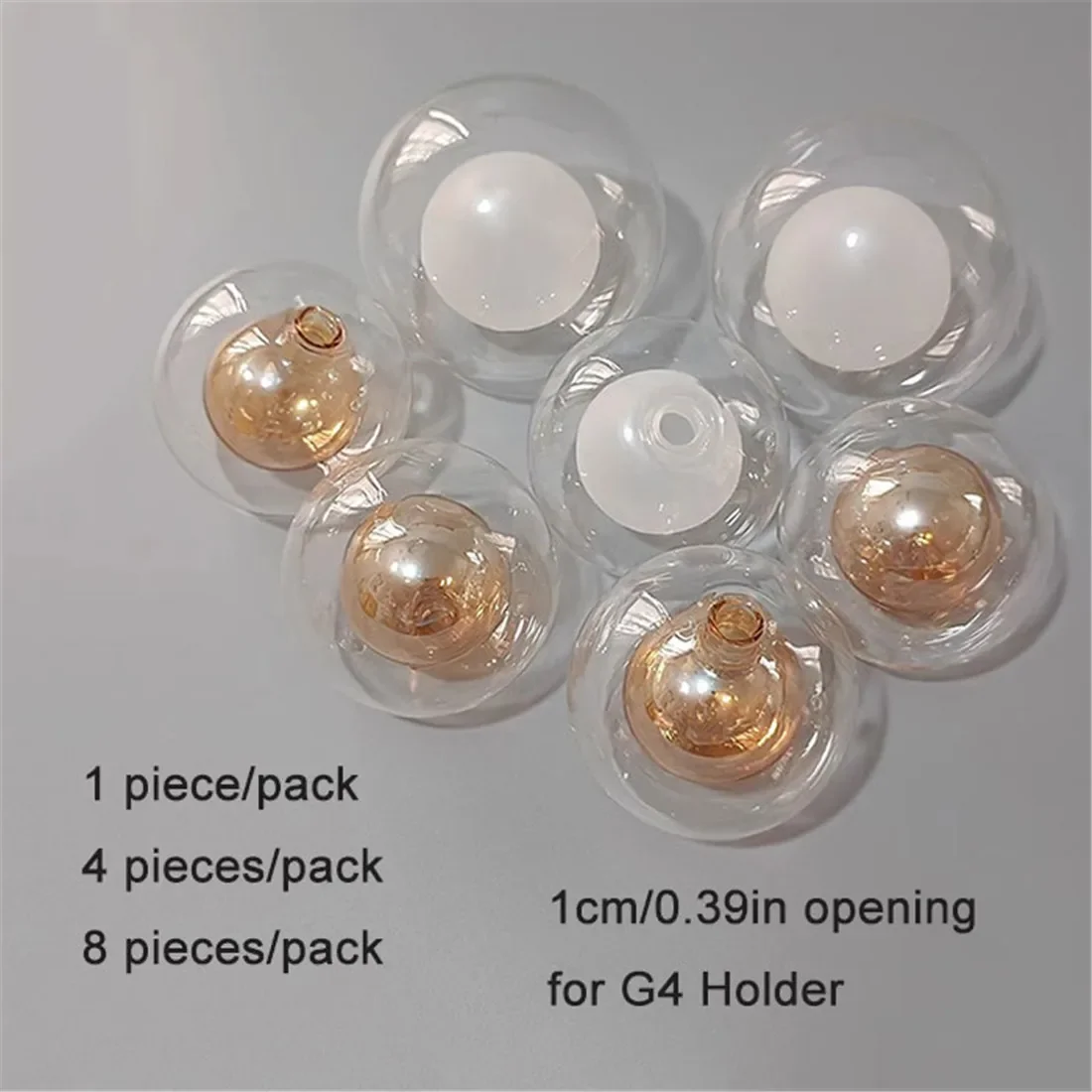 

1/4/8pcs Pack 1cm opening globe G4 glass shade replacement D8cm D10cm 11mm fitter round glass lampshade cover for chandelier