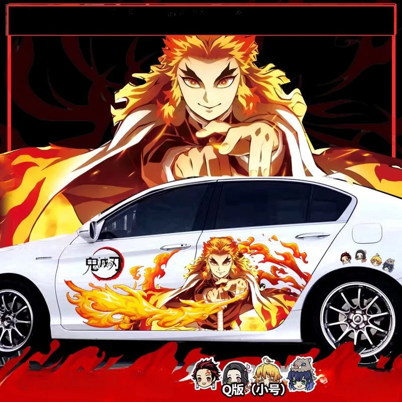 Demon Slayer Car Tanjiro Kamado Kochou Shinobu Stickers Anime Peripheral Cute Cartoon Waterproof Kawaii To Cover Scratches New