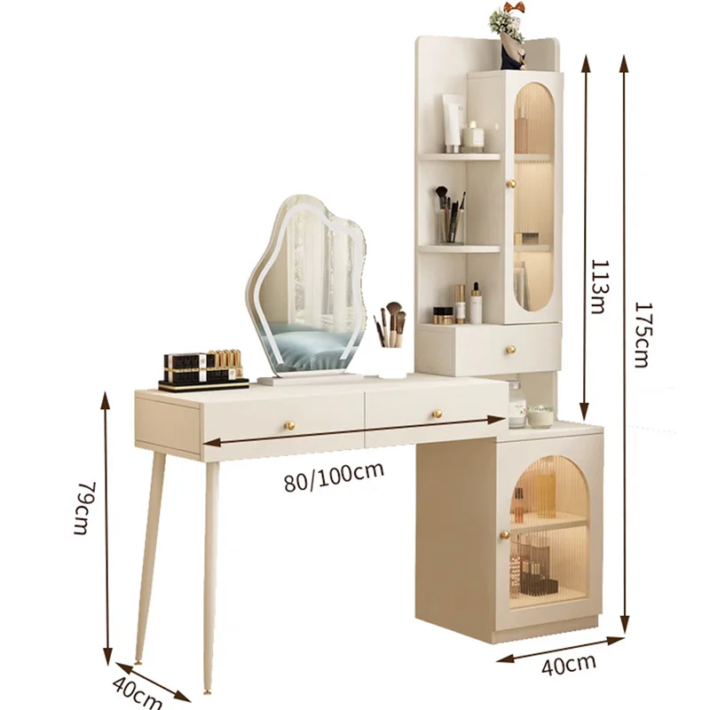 Luxury White Dressing Table Storage Light Organizer Bedroom Dressing Table Mirror Makeup Tocadores De Maquillaje Furniture