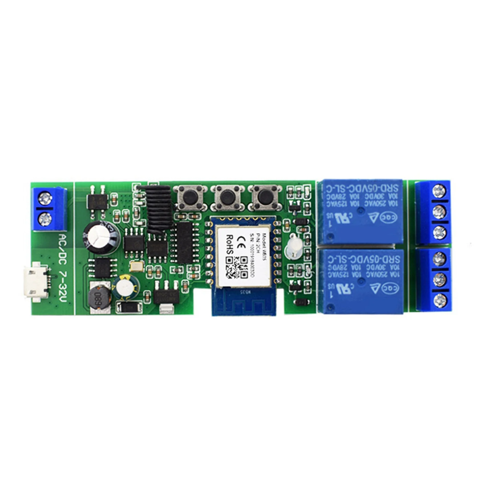 

【ANNIVERSARY SALE】2X Tuya Smart Wifi Switch Relay Module 2 CH AC/DC 7-32V RF/APP Wireless Remote Control Smart Home For Alexa Go