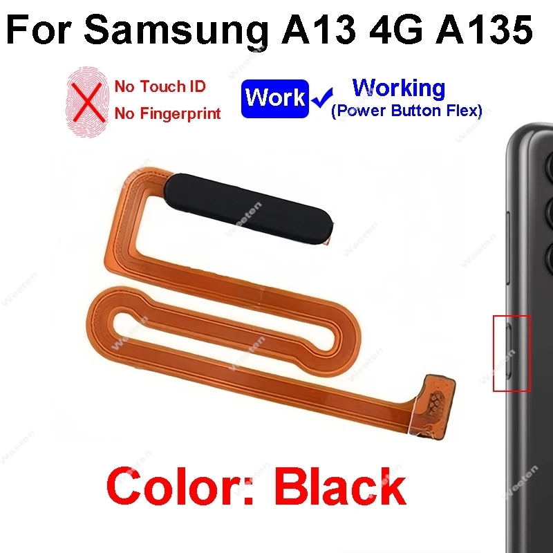 Sensor de impressão digital touch id conector cabo flexível com botão liga/desliga para samsung galaxy a13 4g 5g a135 a136 peças