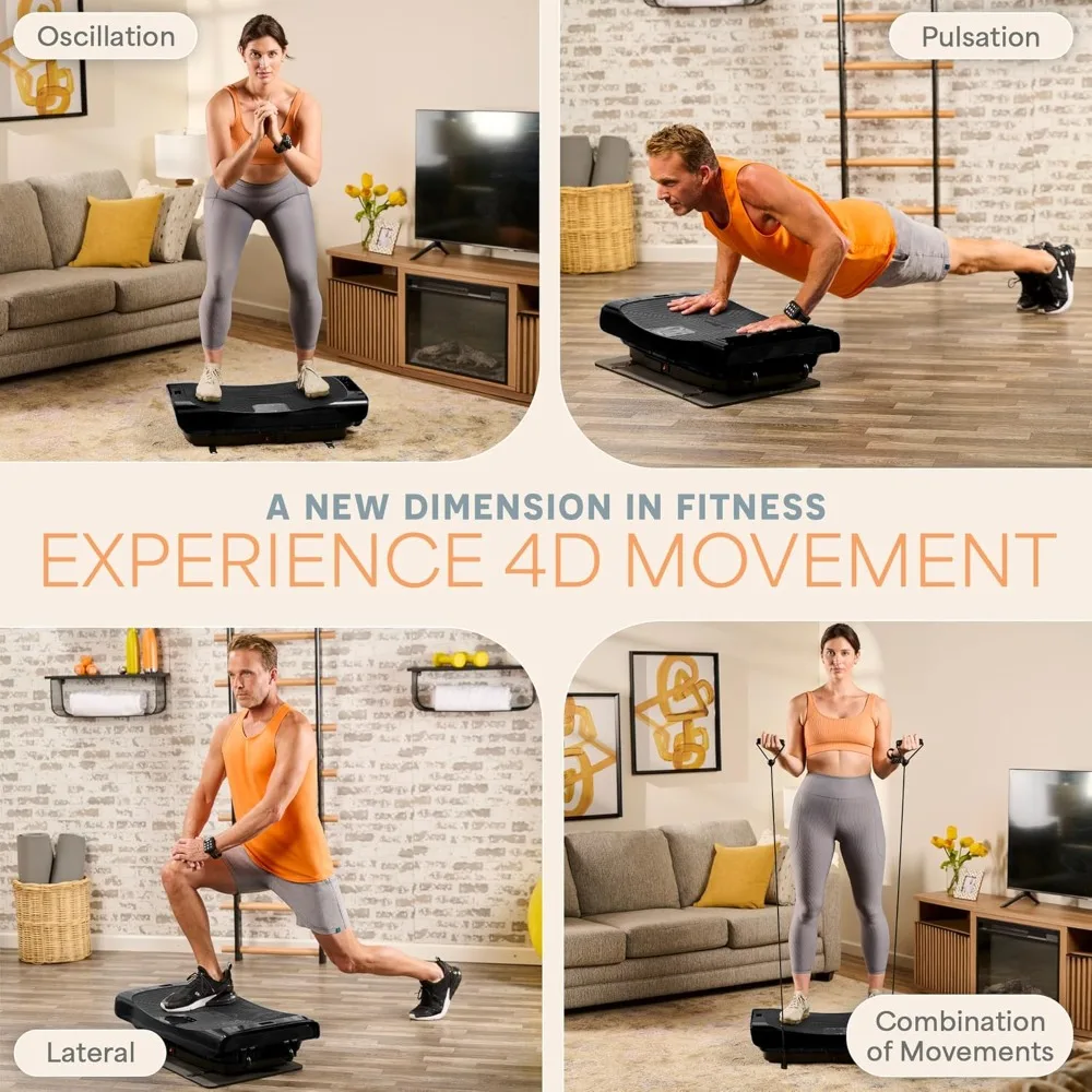 لوحة اهتزاز وحدة واحدة مع حركة 4D - تقنية محرك ثلاثية، وأشرطة تمرين متضمنة - تعزز التنغيم وتخفيف الألم في صالات الألعاب الرياضية المنزلية #4