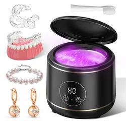 Ultrasonic Cleaning Machine Household Clean Jewelry With UV Lamp Dentures Small Black and White Touch Cleaner Home New Medical