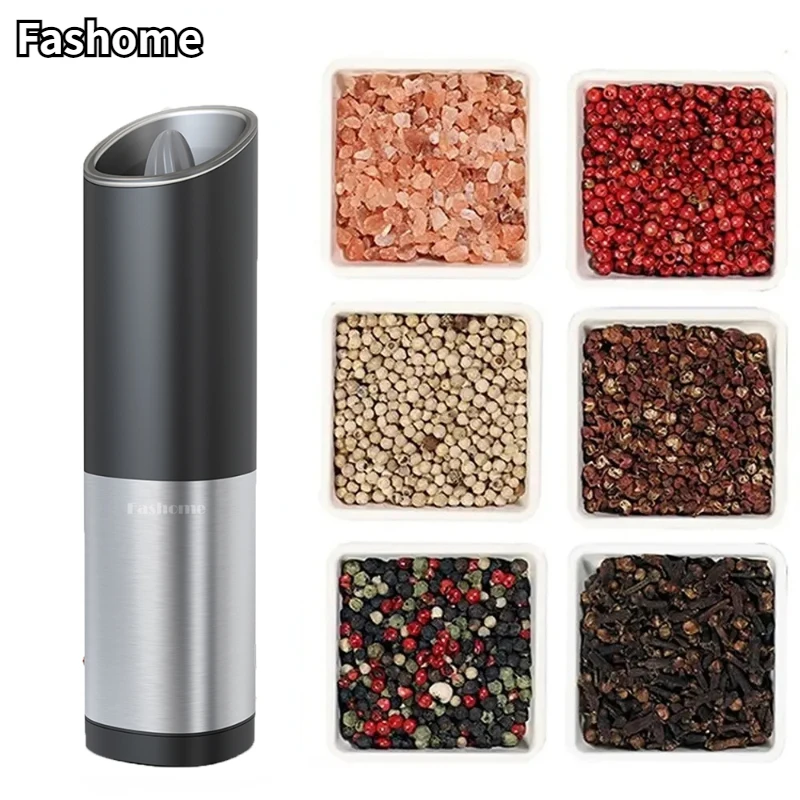 New Upgrade Pepper Grinder With LED Indicator Portable Adjustable Coarseness Electric Sea Salt Spice Grinder For Home Kitchen